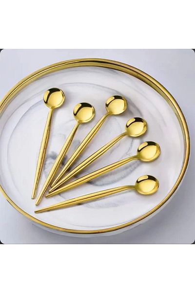 TARIK HOME 6 titantum bright Gold stainless steel tea spoons not tarnish