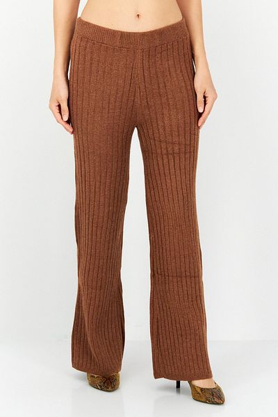 Sadie & Sage Women Wide Leg Textured Pants, Brown