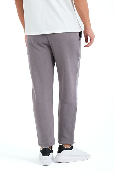 JUSTEVER Ανδρικό παντελόνι αθλητικής φόρμας Relaxed Fit Raised με φλις εσωτερικά γκρι - Atlas