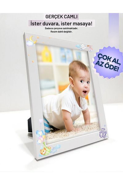 CreaWitch My Boy Concept Frame Gift for Baby Boy - Glass Leg, 15X21 Model