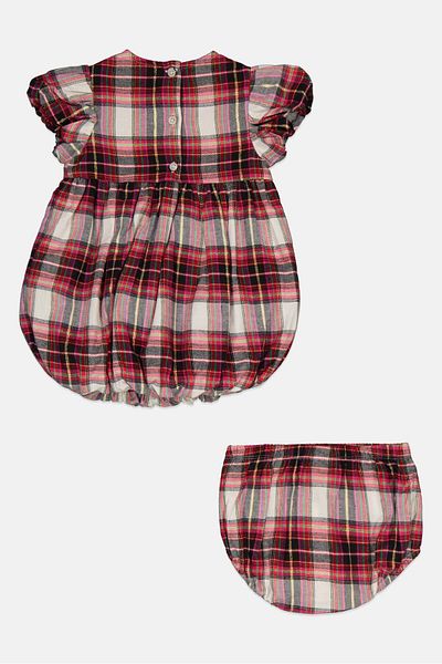 FIRST IMPRESSIONS Toddlers Girl 2 Piece Tartan Bloomers And Dress Set, Maroon