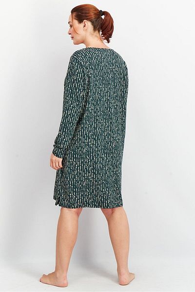 Tchibo Women V Neck Long Sleeve Allover Print Night Dress, Green