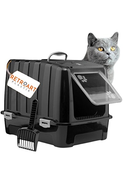 RETRO ART Xl Kapalı Kedi Tuvaleti 52x37,5x40 - Kürek Ve Filtre Hediyeli (COMA...