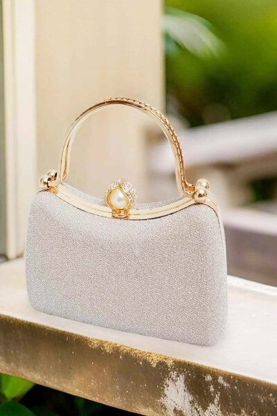 GUİZA Geanta de dama rochie de seara cu sclipici - tesatura importata, deschi...