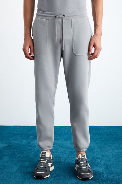 GRIMELANGE Men's Organic Cotton Fleece Goran Sweatpants - Elastic Legs and Pockets