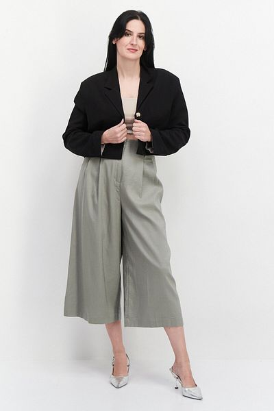TopShop Women Regular Fit Solid Crop Casual Blazer, Black