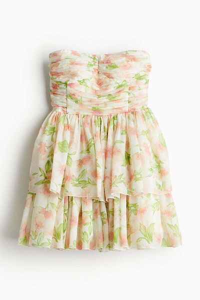 H&M Flared-skirt bandeau dress