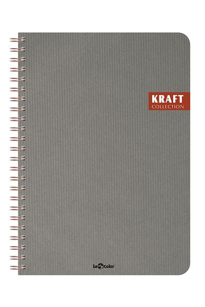 Le Color Gray Kraft Office Notebook - Spiral and Checked