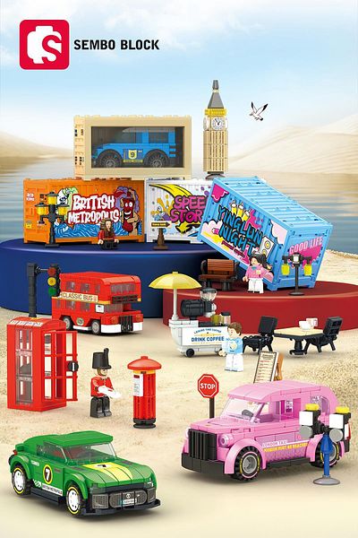 Sembo Block كشك هاتف لندن - 257 قطعة من مكعبات البناء المتوافقة مع Lego ( 714512 )