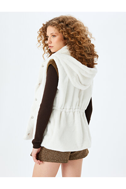 Koton Γιλέκο από ψεύτικη γούνα με κουκούλα και κουμπιά