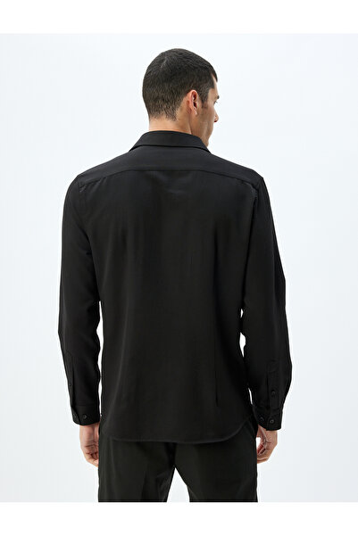 Koton Κλασικό πουκάμισο μακρυμάνικο κανονική εφαρμογή μισό ιταλικό γιακά βαμβακερό μείγμα