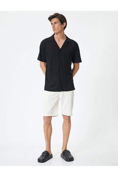 Koton Slim Fit-Shorts aus Chino-Stoff – geknöpfte Tasche, mehrlagiges Bein