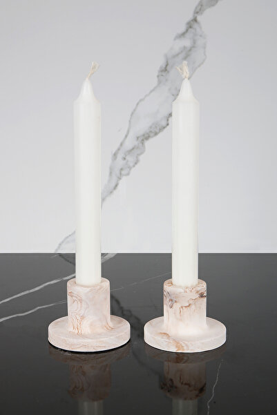 betonmall Şamdan Mumluk 2'li Beton El Yapımı Mumluk