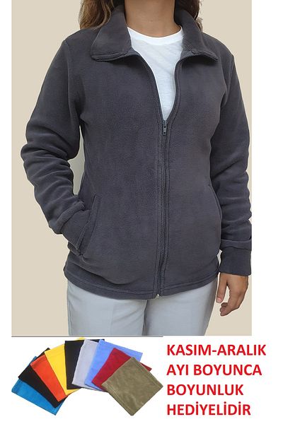 GÜN&AY TEKSTİL Women's Winter Slim Fit Mold Pocket Fleece Coat-Jacket