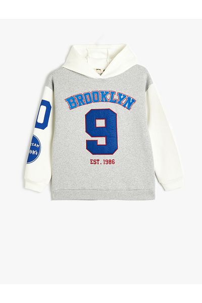 Koton Long Sleeve Hooded College Printed Sweatshirt