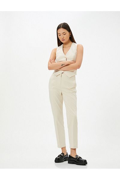 Koton Cigarette Fabric Trousers Normal Waist Pocket
