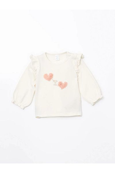 LC Waikiki Lcw Baby Ecru Crew Neck Baby Girl Blouse and Tutu Skirt 2-Piece