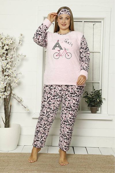 modayız Welsoft Fleece Plus Size Pajamas Set 32D- 183311