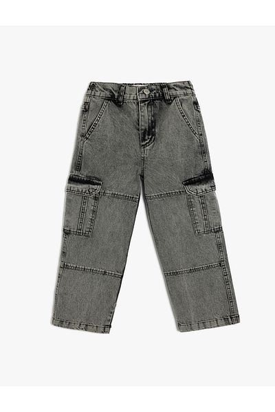Koton Cotton Low Waist Cargo Pocket Jeans