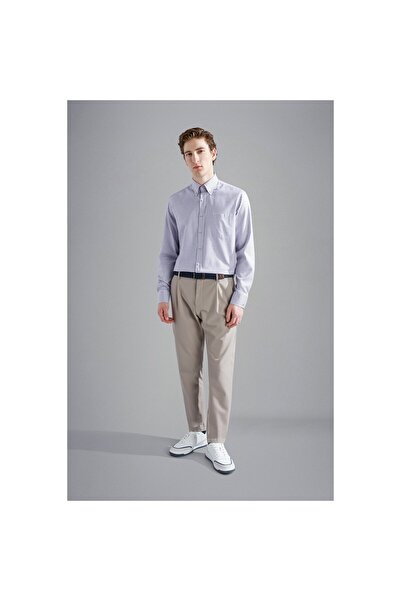 PAUL&SHARK White-Orange-Blue Patterned Long Sleeve Shirt Collar Men's Regular Fit Shirt 14313152 R-S72