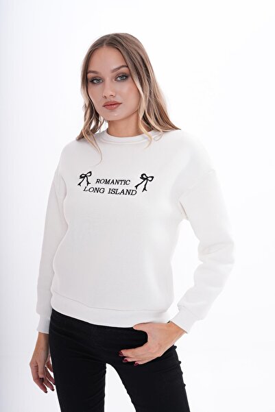 ŞİMAL Kadın Önü Nakış Detaylı Üç İplik Sweatshirt 255007 -
