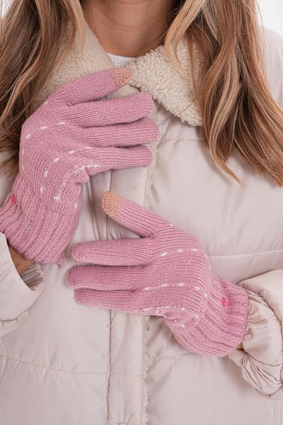 Axesoire 14703 Love Embroidered Touch Double Layer Pink Gloves