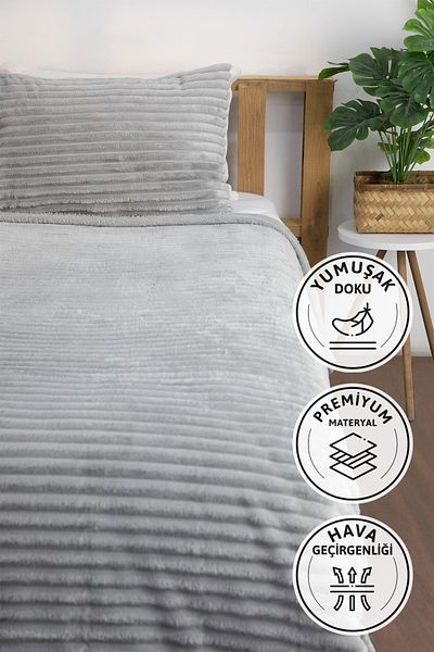 FAVORA Linda Gray Single Blanket Set - 2 Pieces