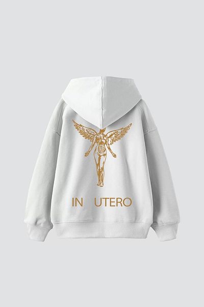 Sekizbiraltı Unisex Nirvana Oversize White Hoodie - Back Printed