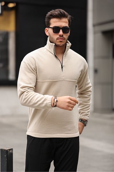 comstar Ανδρικό φούτερ με μισό φερμουάρ και κρέμα Fleece