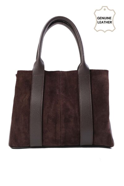 Mio Gusto Dámská kabelka z pravého semiše do ruky a přes rameno v hnědé barvě