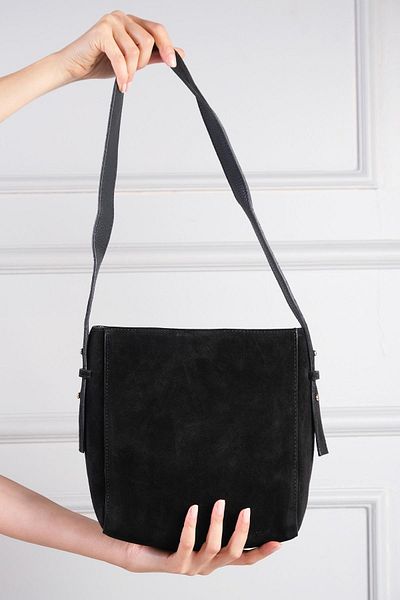 Mio Gusto Genuine Suede Black Color Women's Shoulder Bag