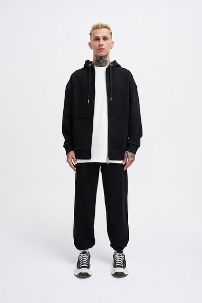 Machinist Ανδρικό Basic Diagonal Zip Black Hoodie