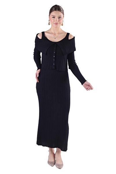 Rays Set rochie neagră cu guler tip Madonna 24216