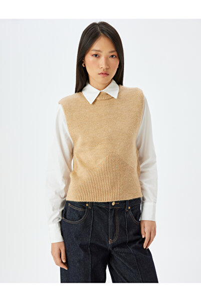 Koton Трикотажний жилет без рукавів з вирізом під горловину