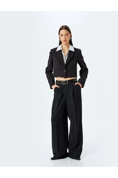 Koton ΜΠΟΥΦΑΝ Double Breasted Crop Blazer