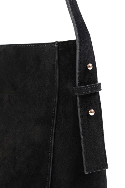 Mio Gusto Genuine Suede Black Color Women's Shoulder Bag
