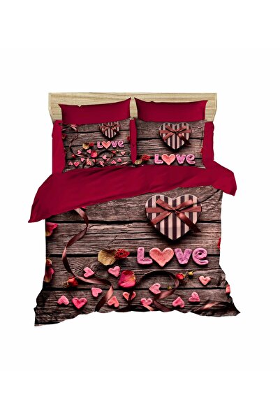 Fabeteks Love Love Heart 3D Double Duvet Cover Pillow Set