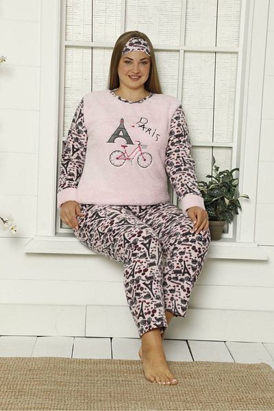 modayız Welsoft Fleece Plus Size Pajamas Set 32D- 183311