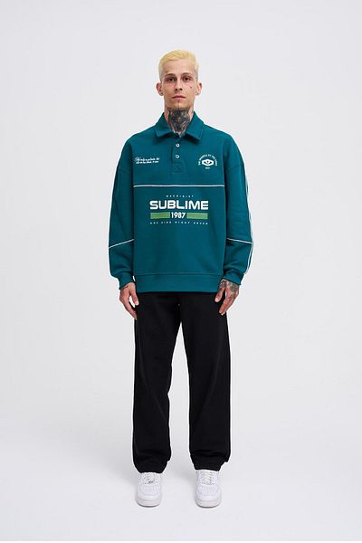 Machinist Ανδρικό φούτερ Sublime Printed Polo Petrol Green