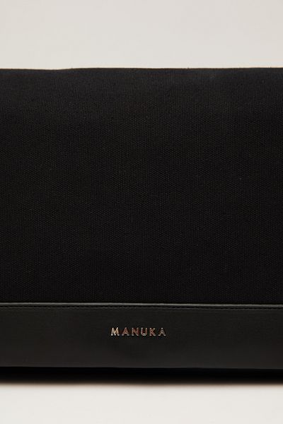 Manuka Schwarze Canvas-Ledertasche