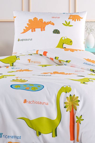 Eponj Home Λευκό Μονό Σετ Παπλωματοθήκη Junior - Dinolar