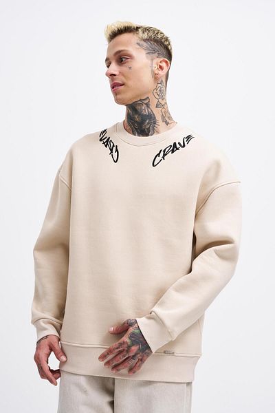 Machinist Φούτερ με λεπτομέρεια ανδρικού γιακά SOFT BEIGE