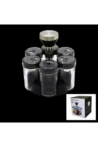 tgmz 6 Pieces Round Glass - Plastic Cover Tuluk - Spice Stove with Swivel Stand (4767)