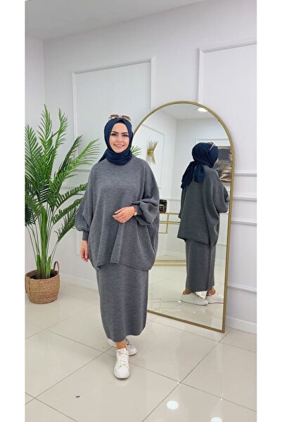 VALENS BOUTİQUE Σετ Hijab Φούστα και Τουνίκ - Πλεκτό, Loose Fit