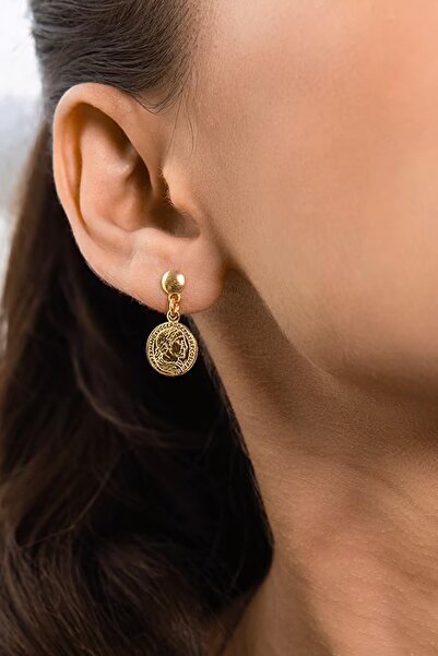 New Obsessions Minimal Madalyonlu Çivi Küpe