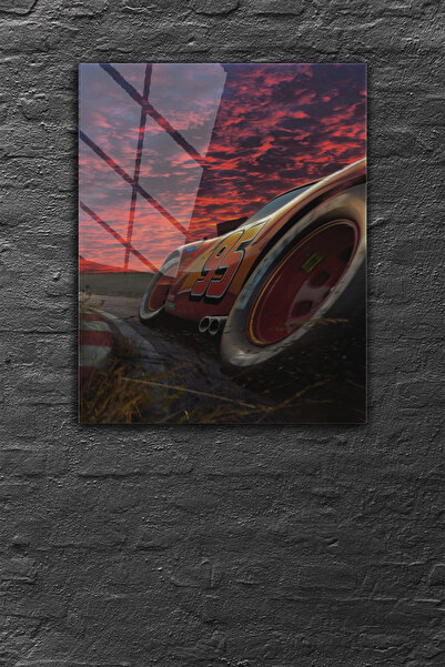 z zizuph Kırmızı, Şimşek Mcqueen, Arabalar, 4 mm Temperli Kırılmaz Cam Tablo