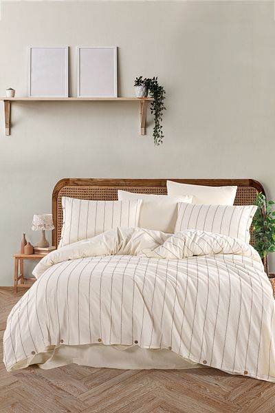 Macas Home طقم غطاء لحاف مزدوج عتيق من هيستيا - قطن 100%، خيط غسيل، طلاء - 200*220 HSTCKT