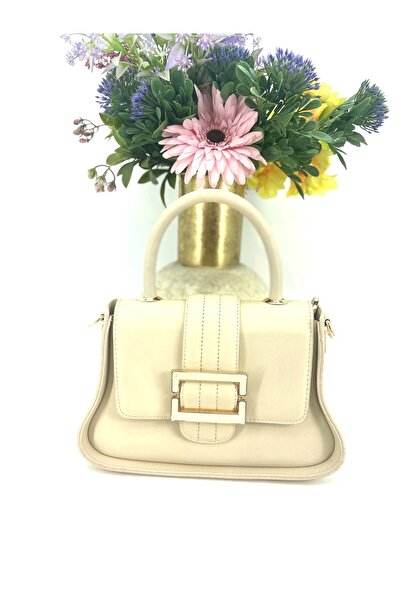Seniorah Cream Colored Buckle Strap Women's Bag