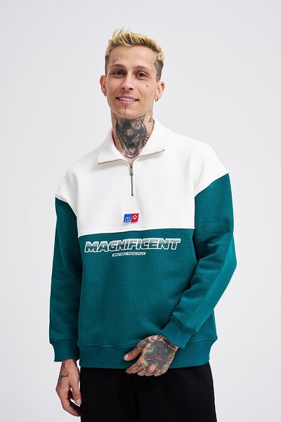 Machinist Ανδρικό φούτερ Yoke Detail Petrol Green Ecru