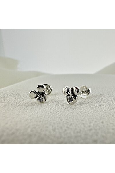 My Story Mickey Mouse & Minnie Mouse Silueti Gümüş Küpe